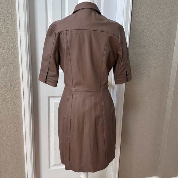 Elegant Brown Leather Women's Dress - Picture 3 of 14